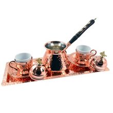 CopperBull Turkish Coffee Set for 2 – Handmade Hammered Copper Pot, Cups, and Tray