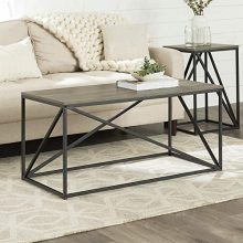 Modern Geometric Metal Rectangle Coffee Table Living