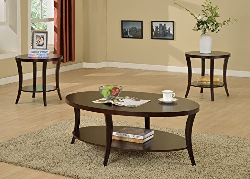 Roundhill Furniture Oval Coffee End Tables Set