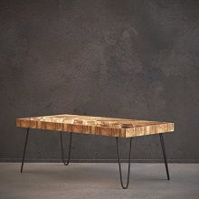Wood Coffee Table with Chevron Pattern