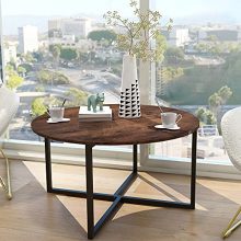 Brown/Black Round Coffee Table Rustic