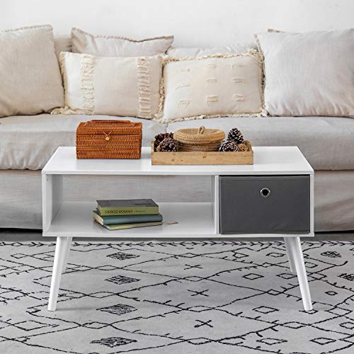 Coffee Table with Drawer and Storage Shelf