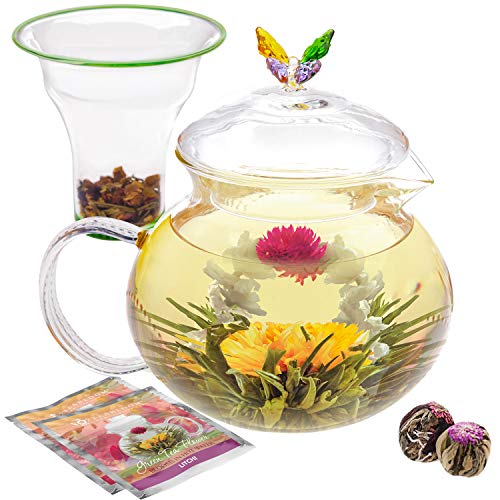 Loose Leaf Tea Glass Infuser Butterfly Teapot
