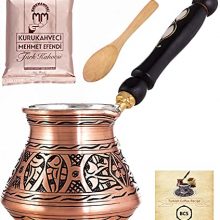 Turkish Greek Arabic Copper Coffee Pot with Wooden Handle