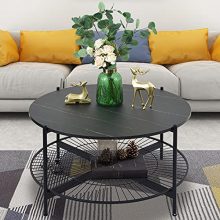 Rustic Wooden Tabletop Round Coffee Table
