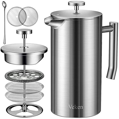 Veken French Press Double-Wall Stainless Steel