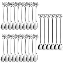 Silver Leaf Long Handle Tea Spoons