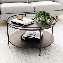 Round Coffee Tea or Cocktail with Raised Tray Top Edge Tables