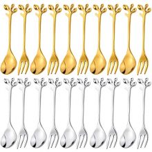 Gold Sliver Leaf Coffee Spoon Stainless Steel