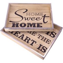 Decor Works Wooden Serving Trays with Metal Trim