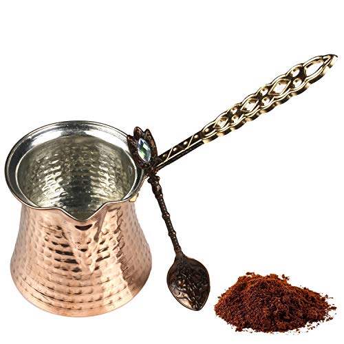 Turkish Coffee Pot and Copper Spoon Set