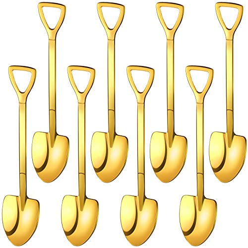 8 Pieces Gold Shovel Shape Spoons Stainless Steel