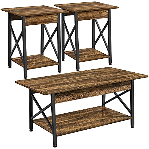 YAHEETECH Industrial Living Room Table Set