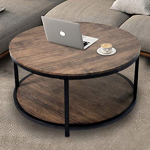 Rustic Wooden 36 inches Round Coffee Table