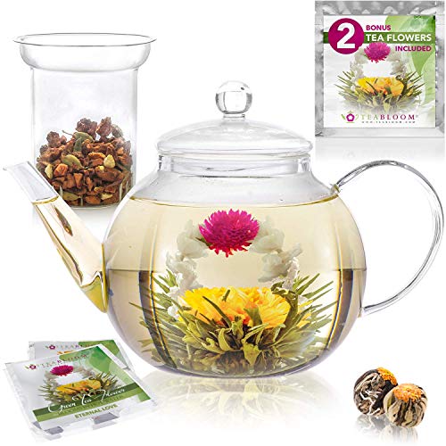 Removable Loose Tea Glass Infuser Microwave Safe Glass Teapot