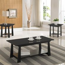Black Finish Wood Coffee Table & 2 End Tables Occasional Set