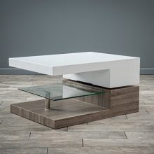 Coffee Table Glossy White With Dark Sonoma Oak Tone Finish