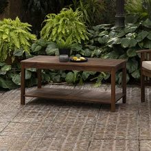 Dark Brown Modern Acacia Wood 2 Tier Slatted Coffee Table