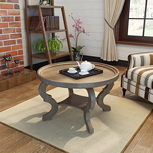Faux Wood Circular Coffee Table