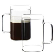 Glass Coffee Mugs, 20oz Large Coffee Cups with Handle, Sq. Clear Mugs Set of two, Warmth Resistant Glass Cup for Scorching/Chilly Coffee Tea Beverage.