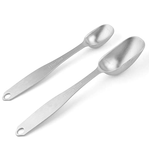 18/8 Stainless Metal Coffee Scoops Set, 2 Piece Ergonomic Magnetic Measuring Spoons (Clear 2 piece set).