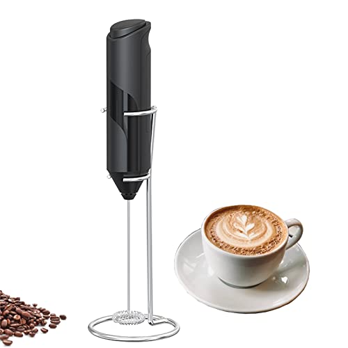 Milk Frother Handheld, Battery Operated Electric Foam Maker with Stainless Metal Stand, Drink Mixer for Espresso, Latte, Cappuccino, Sizzling Chocolate.