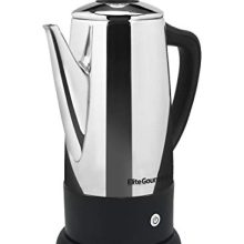 Brew Your Coffee to Perfection with the Elite Gourmet EC-120# Electric Coffee Percolator - Featuring Keep Heat, Clear Brew Progress Knob, Cool-Touch Handle, Cordless Serving, and 12-Cup Capacity in Stainless Steel!