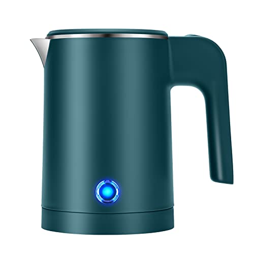 Compact and Portable: Small Stainless Steel Electric Kettle - 0.6L Capacity - Double Wall Construction - Mini Hot Water Boiler Heater - Ideal for Business Travel, Camping, Traveling, and Office Use.