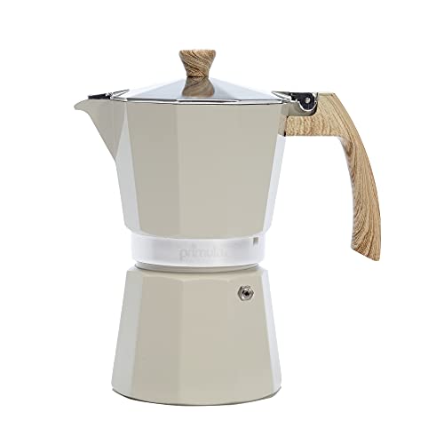 Primula Aluminum Stove Top Espresso Maker - 6 Cup Percolator Pot for Moka, Cuban Coffee, Cappuccino and Latte - Cream Color.