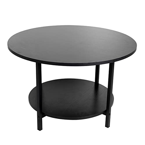 Stylish 2-Tier Round Coffee Table with Storage - Versatile Accent for Any Space