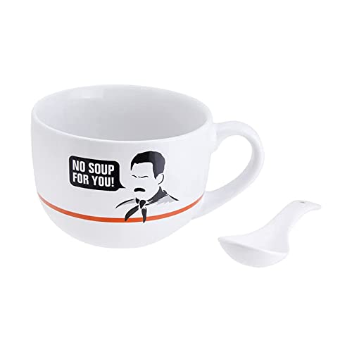 Celebrate Seinfeld's Iconic Soup Scene with the Officially Licensed Ceramic Mug and Spoon Set.