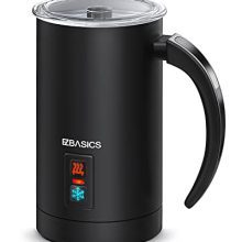 Black Electric Milk Steamer with Dual Whisks for Frothing and Heating - 8.4oz/250ml Capacity for Espresso, Latte, Cappuccinos.