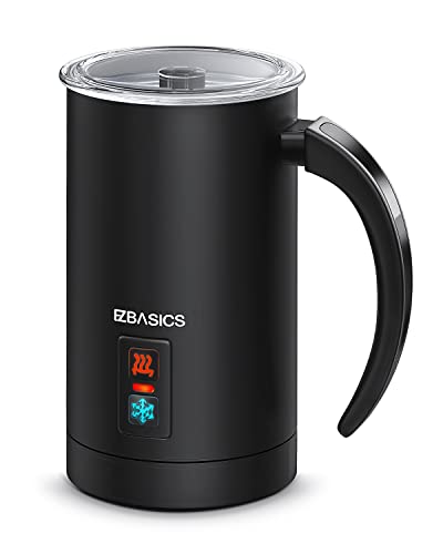 Black Electric Milk Steamer with Dual Whisks for Frothing and Heating - 8.4oz/250ml Capacity for Espresso, Latte, Cappuccinos.