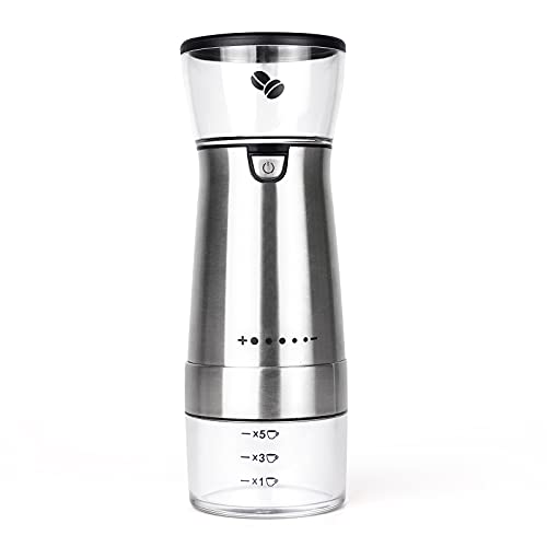 Electric Coffee Grinder with Conical Ceramic Burr USB Rechargeable Moveable Coffee Mill.