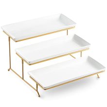 LYEOBOH 3 Tier Serving Stand and Platters - Large Tiered Serving Tray for Appetizer, Fruit, Dessert, and Cupcake