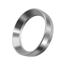 58mm magnetic espresso dosing funnel made of durable aluminum alloy, designed to fit various portafilters and reduce mess in the coffee-making process.