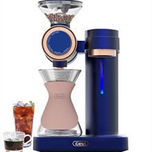 4-in-1 Smart Pour-over Coffee Machine Fast Heating Brewer With Constructed-In Grinder, 51 Step Grind Setting, Computerized Barista Mode, Customized Recipes, Descaling Perform, Blue, 1000W