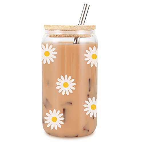 Iced Coffee Cup Glass with Lid