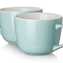 Coffee Mug, Ceramic Soup Mugs with Handles, 17 Oz Wide Large Coffee Mugs Set of 2, Mug for Latte, Cappuccino, Tea, Green Coffee Mugs Dishwasher & Microwave Safe.