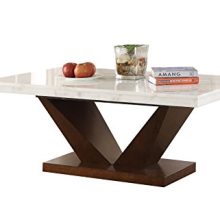 Elegance Meets Functionality: White Marble & Walnut Coffee Table