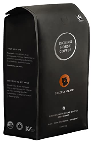 Kicking Horse Coffee, Grizzly Claw, Dark Roast, Whole Bean, 2.2 Pound - Licensed Natural, Fairtrade, Kosher Coffee.