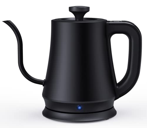 Electrical Gooseneck Kettle with Variable Temperature Control, Tea Kettle & Pour Over Espresso Kettle,100% Stainless Metal Inside Lid &  Backside, Fast Heating, Auto Shutoff Anti-dry Safety, 1000W-1 L.