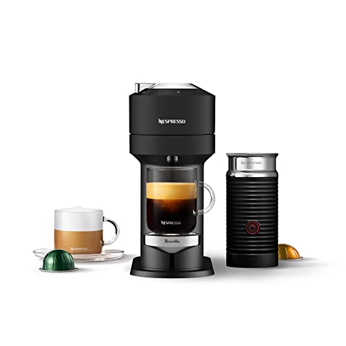 Nespresso Vertuo Subsequent Deluxe Coffee and Espresso Machine by Breville with Milk Frother, Matte Black Chrome.
