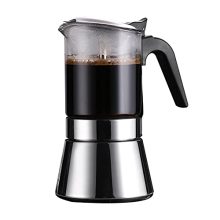 Crystal Glass Induction Moka Pot - 160ml Stovetop Espresso Maker.
