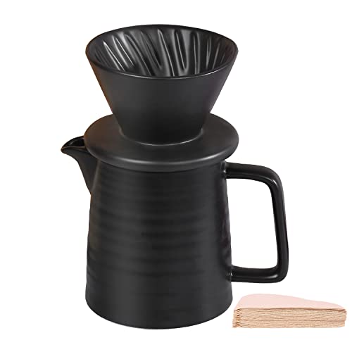 Experience the Perfect Pour Over Coffee with this Ceramic Coffee Dripper Set - Includes V60 Dripper and 40 Paper Filters - Ideal for Home Use and 2-3 Cups - Get Yours Now!