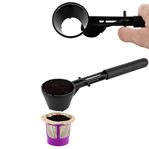 Effortlessly Measure Your Coffee for Reusable K-Cups with Our Brew Addicts Coffee Scoop - Perfect Coffee Spoon for Keurig Brewers and Other Single Serve Refillable Capsules - Essential Keurig Accessory in Stylish Dark Black Design