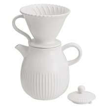 Coffee Experience with D'oramie Pour Over Coffee Dripper Set - Ceramic Slow Brewing for Rich Flavor, Ideal Gift for Coffee Enthusiasts - V60 Paper Cone Filters Included (Matt White, 1-2 Cups)
