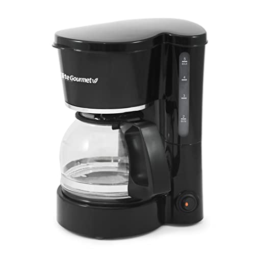 Simplify Your Morning Routine with the Elite Gourmet EHC-5055 Automatic Brew & Drip Coffee Maker - Pause N Serve Reusable Filter, On/Off Change, and Water Level Indicator