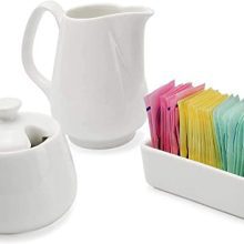 Darware Sugar and Creamer Set - 3-Piece White Ceramic Tea/Coffee Set