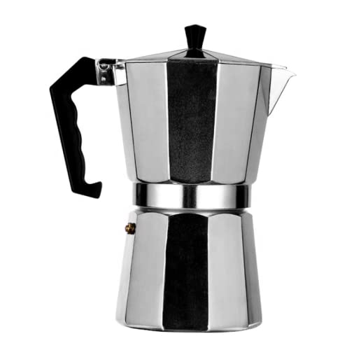Stovetop Espresso and Coffee Maker, 6 Cup Moka Pot for Basic Italian Espresso, Aluminium Maker House Tenting, Silver.